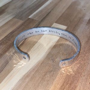 Hidden Message Cuff Bracelet,Though She Be But Little, She Is Fierce
